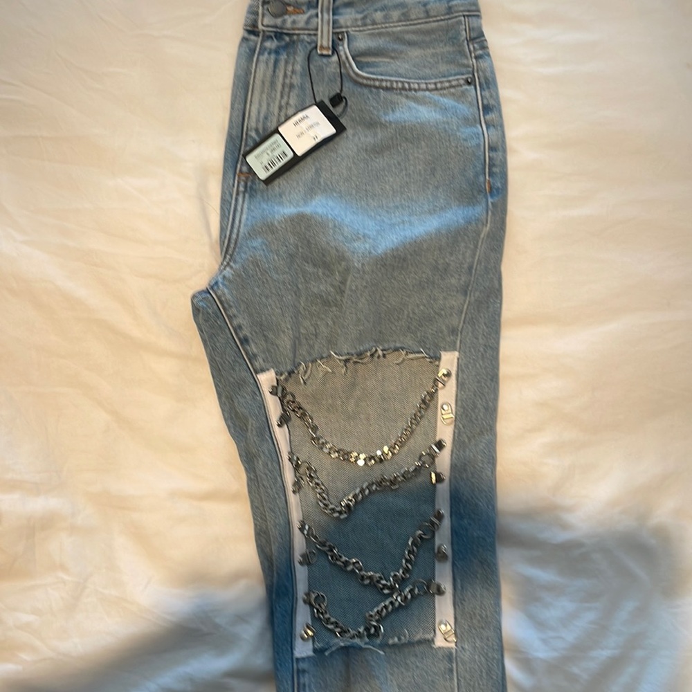 Chain link boyfriend jeans, new with tags, never worn -size 27